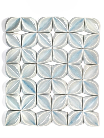 Ice Blue Leaf Handmade Ceramic Tile