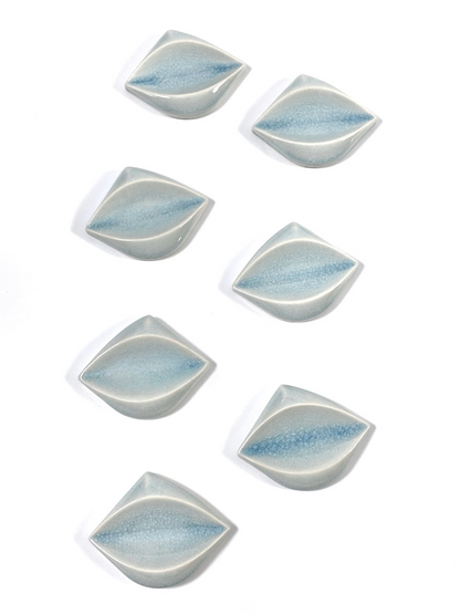 Ice Blue Leaf Handmade Ceramic Tile