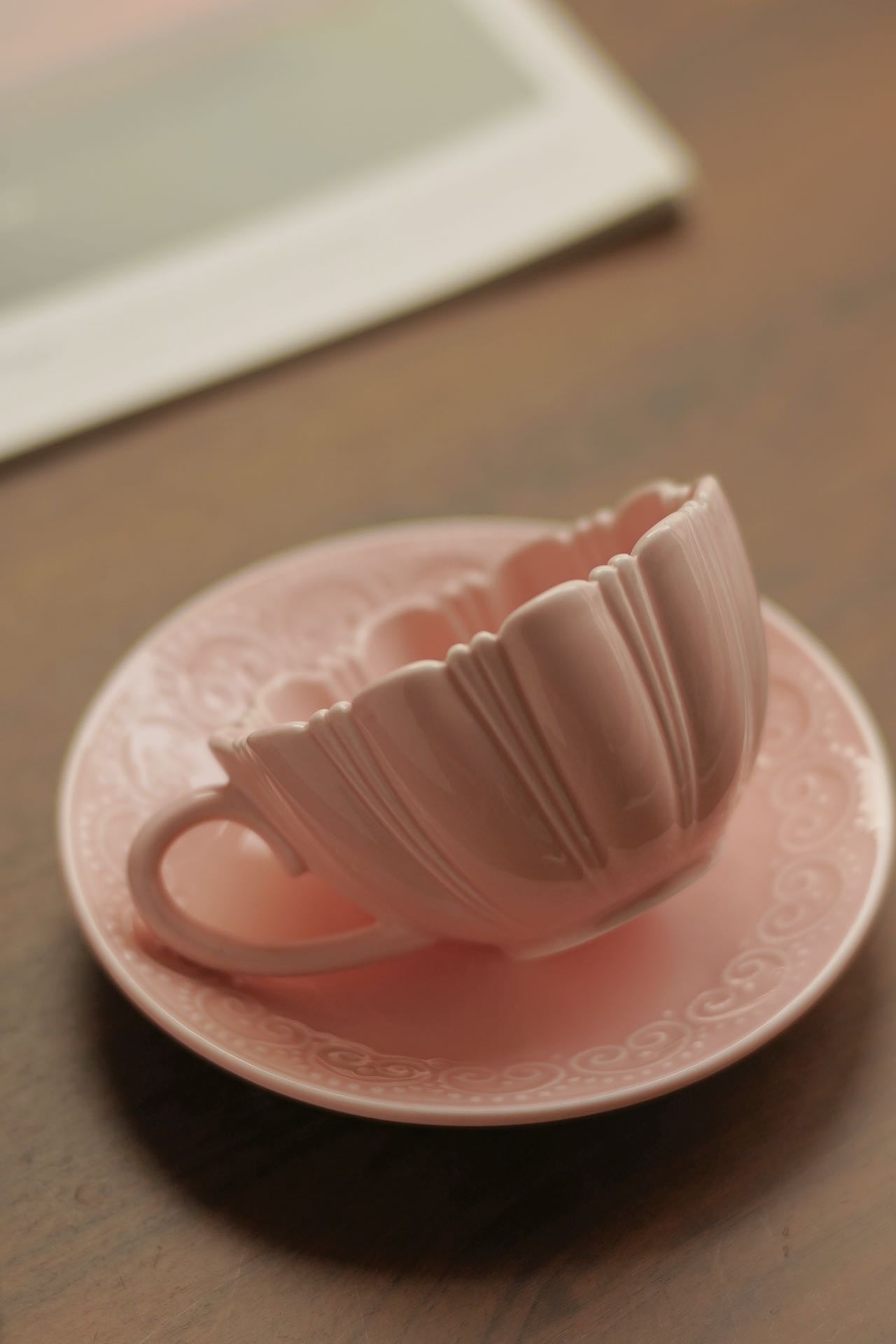 Rosette Blush Ceramic Cup & Saucer Set