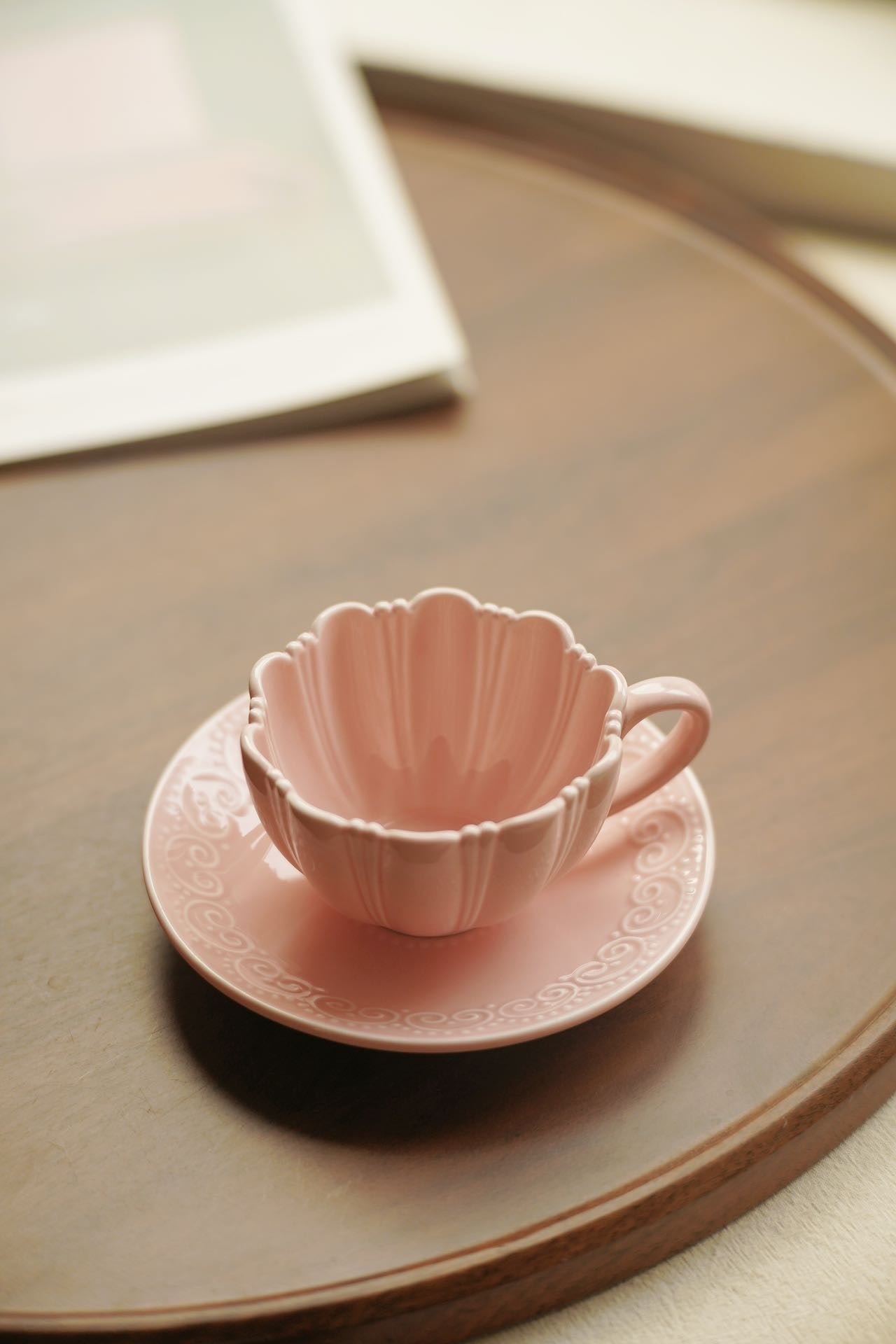 Rosette Blush Ceramic Cup & Saucer Set