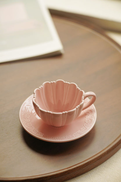 Rosette Blush Ceramic Cup & Saucer Set