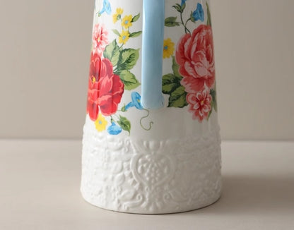 Savannah Bloom Floral Ceramic Pitcher Vase