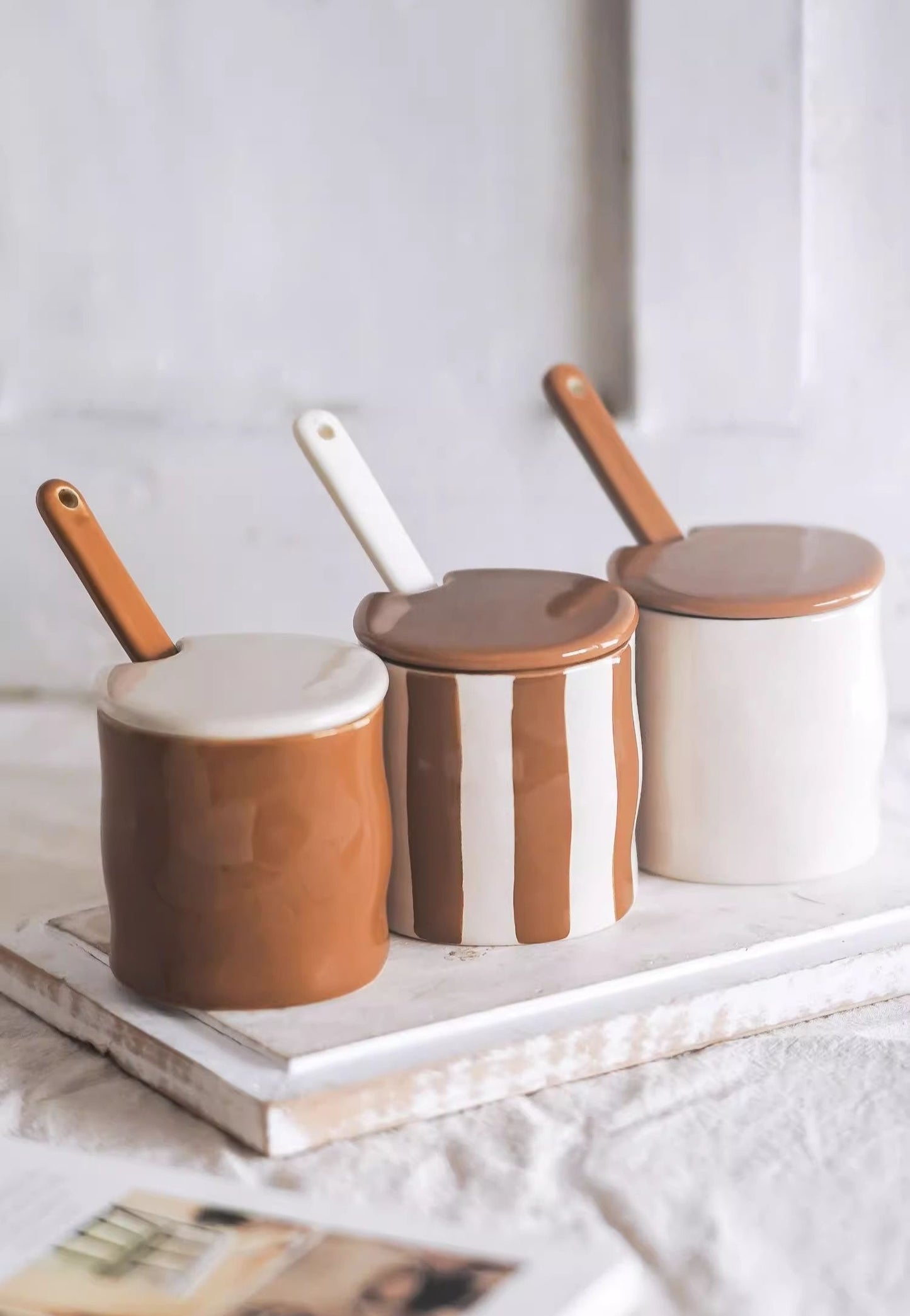 Retro Glaze Ceramic Spice Jar Set