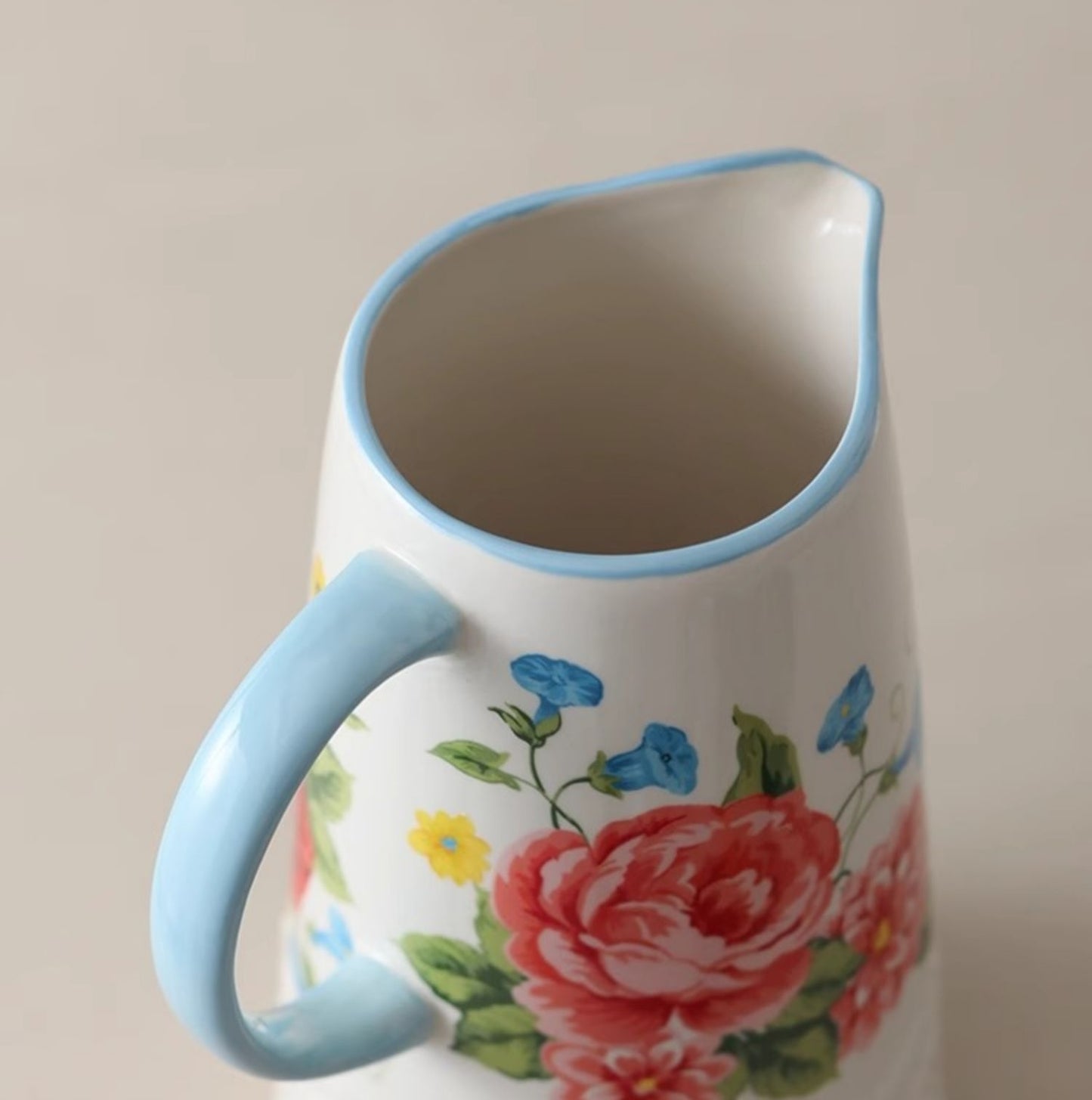 Savannah Bloom Floral Ceramic Pitcher Vase