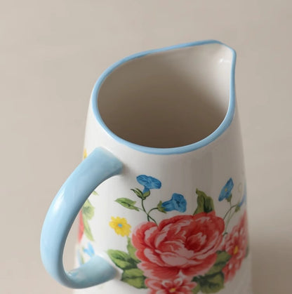 Savannah Bloom Floral Ceramic Pitcher Vase