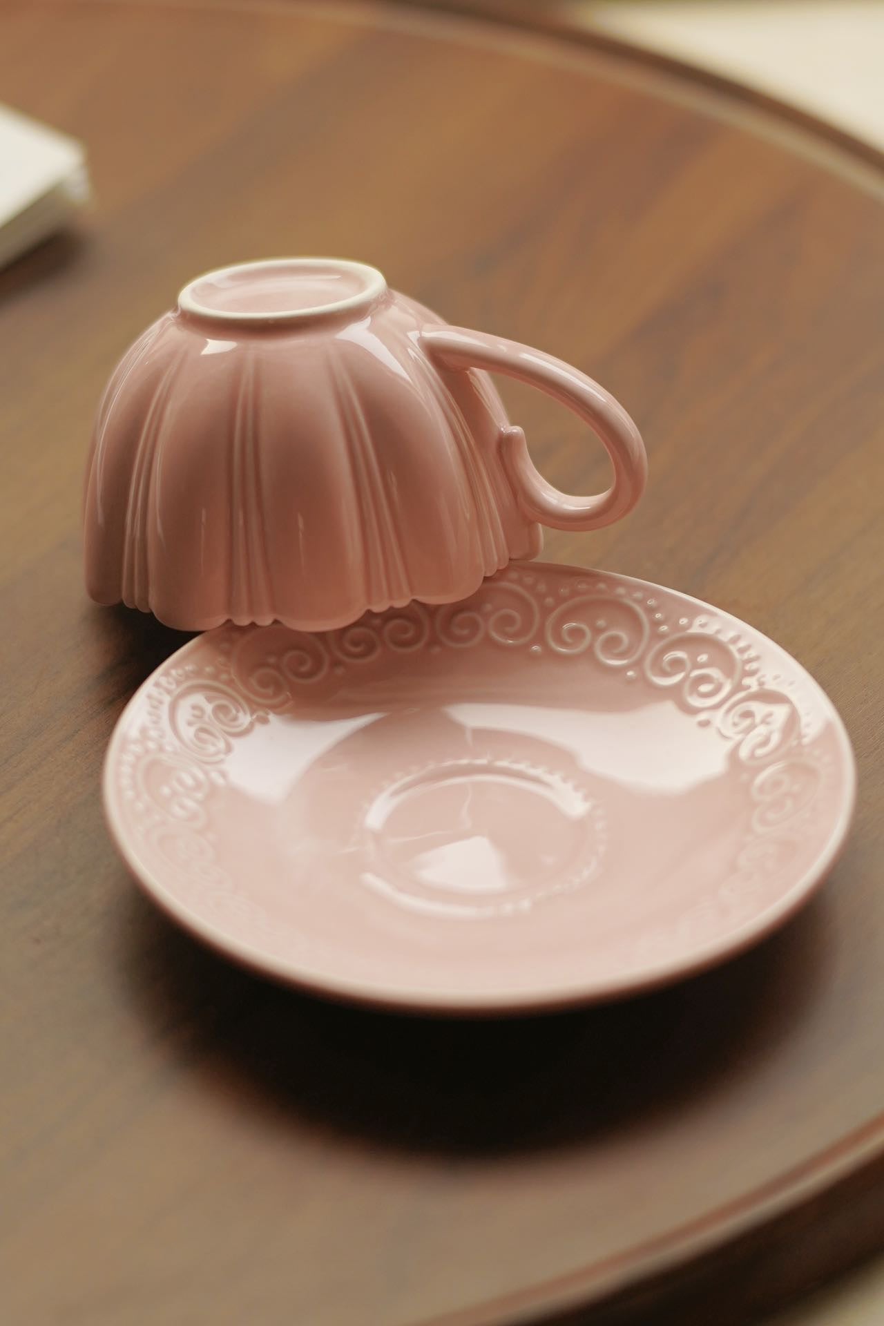 Rosette Blush Ceramic Cup & Saucer Set
