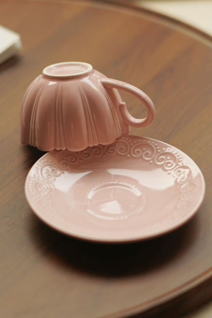 Rosette Blush Ceramic Cup & Saucer Set