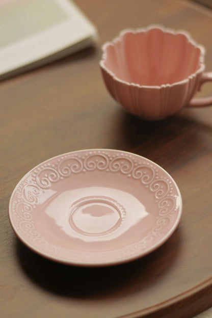 Rosette Blush Ceramic Cup & Saucer Set