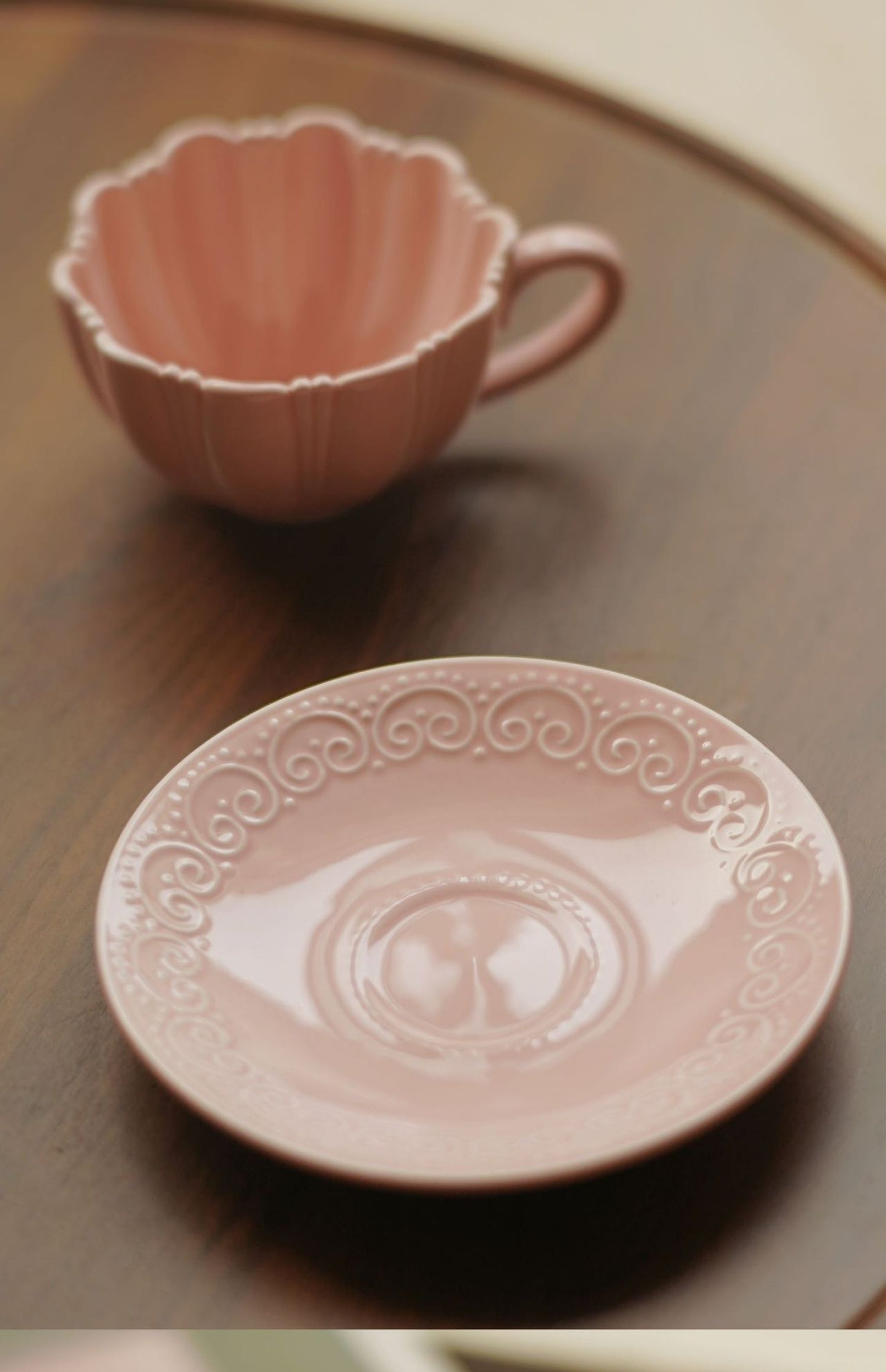 Rosette Blush Ceramic Cup & Saucer Set