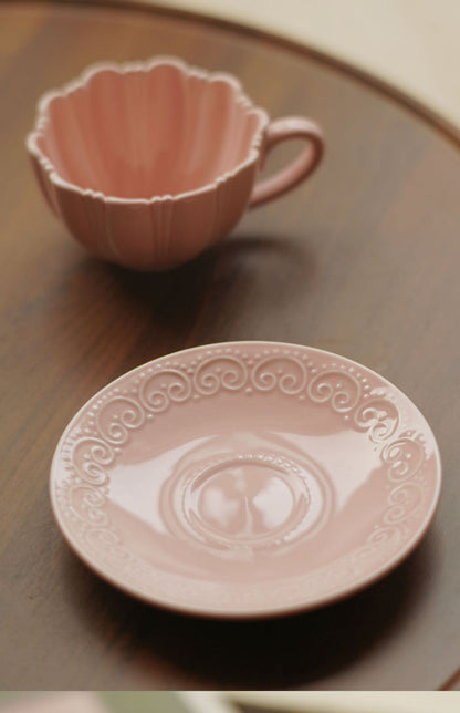 Rosette Blush Ceramic Cup & Saucer Set