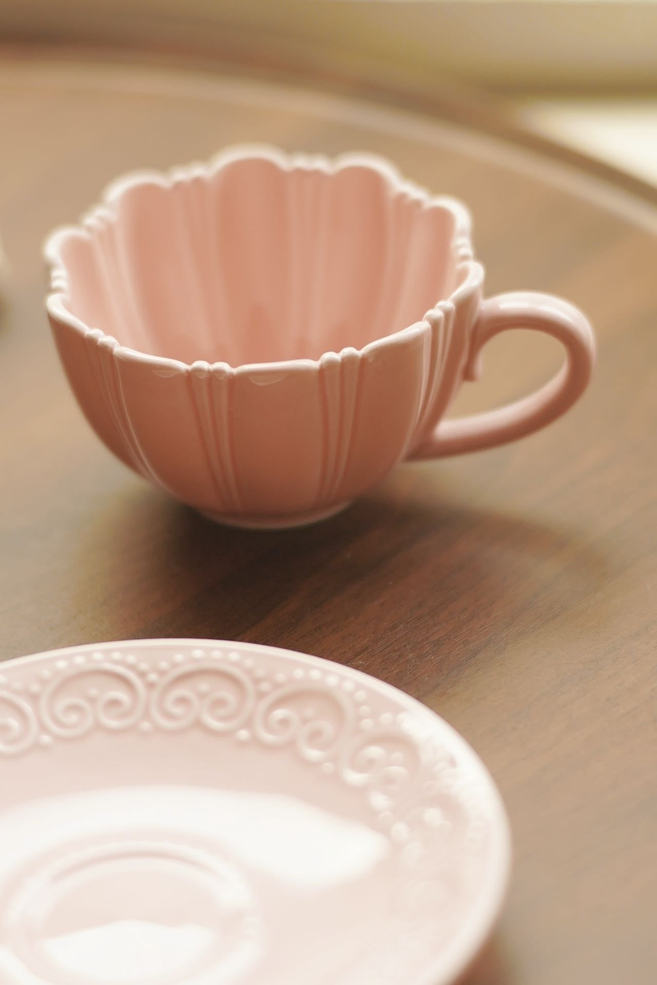 Rosette Blush Ceramic Cup & Saucer Set