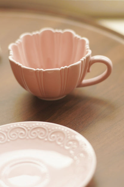 Rosette Blush Ceramic Cup & Saucer Set
