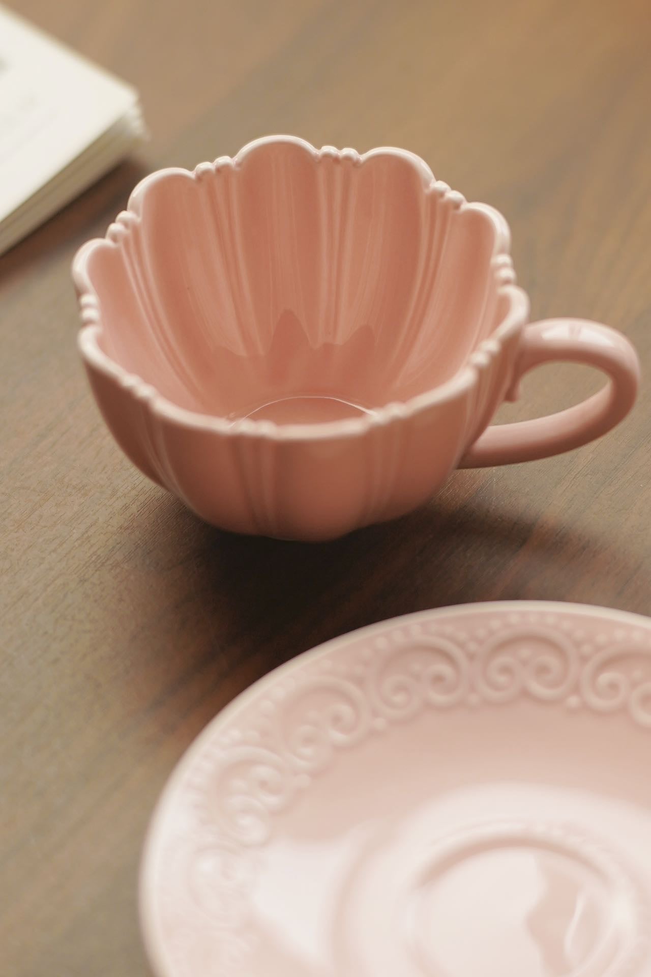 Rosette Blush Ceramic Cup & Saucer Set