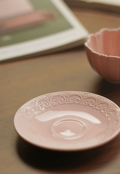 Rosette Blush Ceramic Cup & Saucer Set