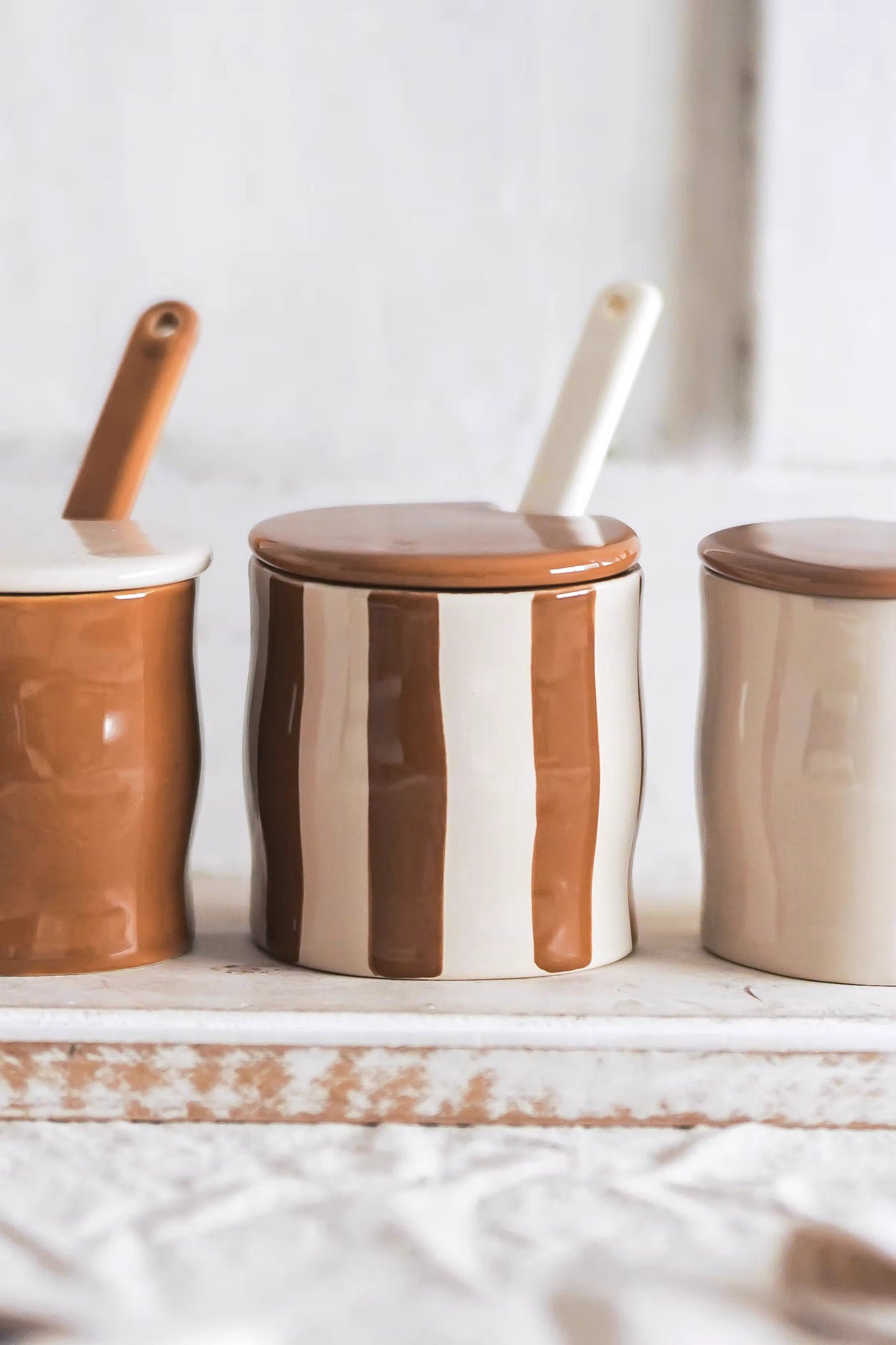 Retro Glaze Ceramic Spice Jar Set