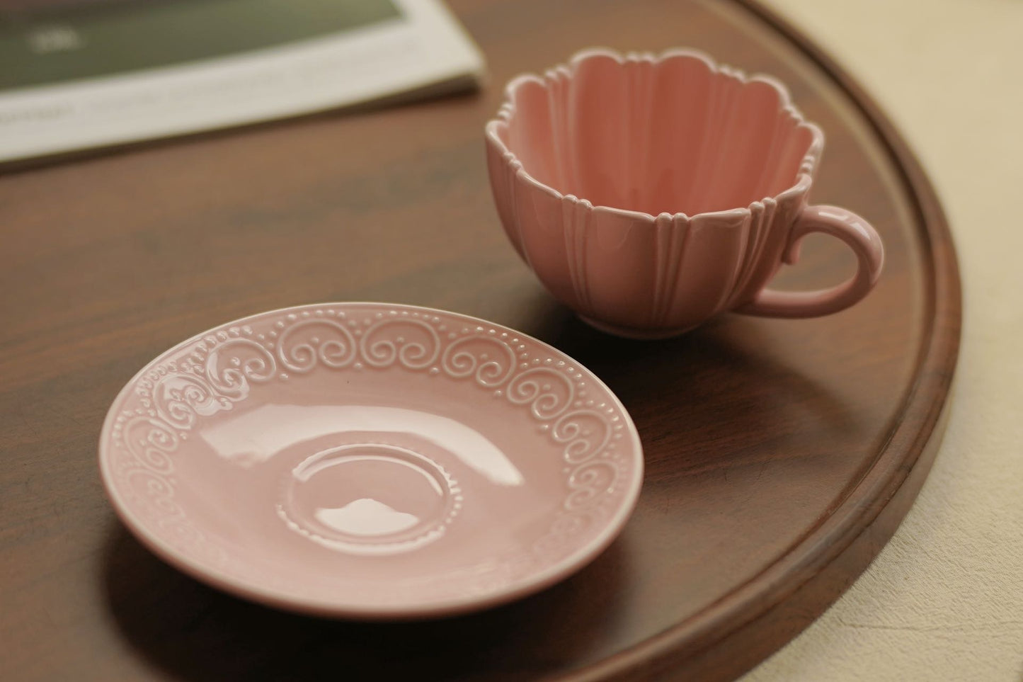 Rosette Blush Ceramic Cup & Saucer Set