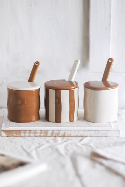 Retro Glaze Ceramic Spice Jar Set