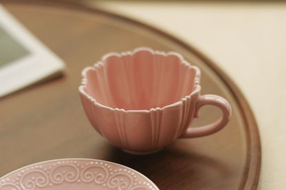 Rosette Blush Ceramic Cup & Saucer Set