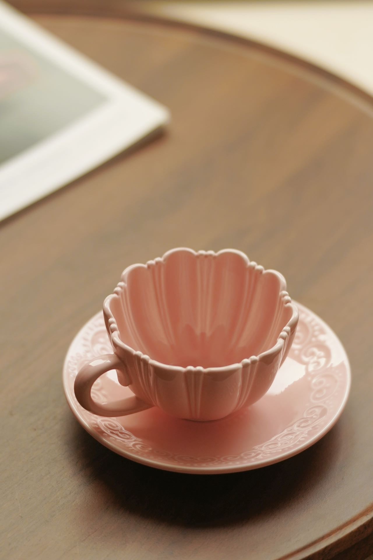 Rosette Blush Ceramic Cup & Saucer Set