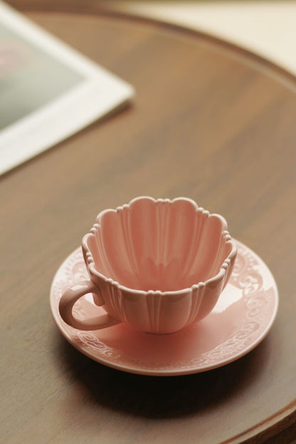 Rosette Blush Ceramic Cup & Saucer Set
