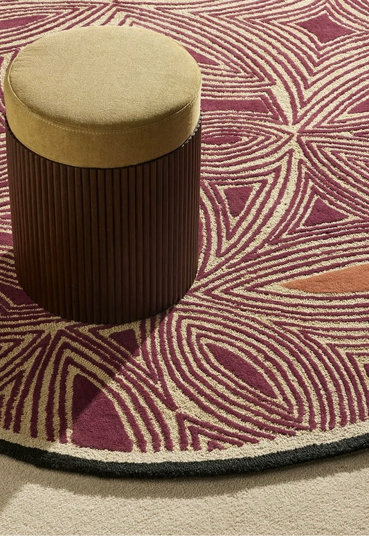 Petal Vein Handwoven Rug – Plum & Terracotta