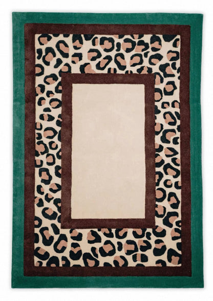 Savanna Frame Handwoven Rug – Emerald & Cocoa