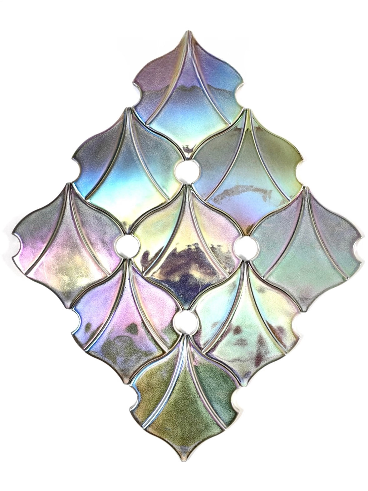 Iridescent Fan Relief Ceramic Wall Tile