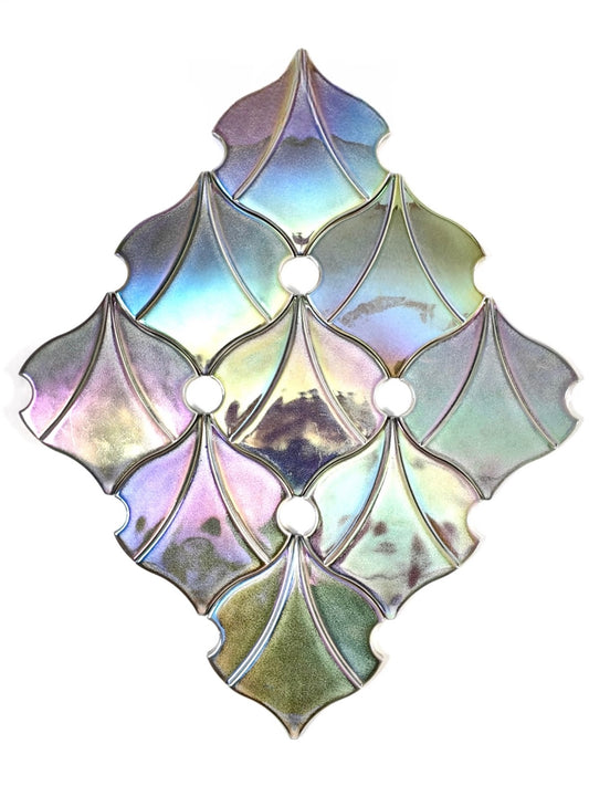 Iridescent Fan Relief Ceramic Wall Tile