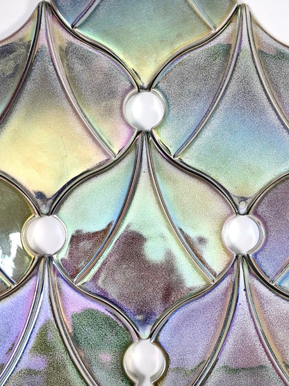 Iridescent Fan Relief Ceramic Wall Tile