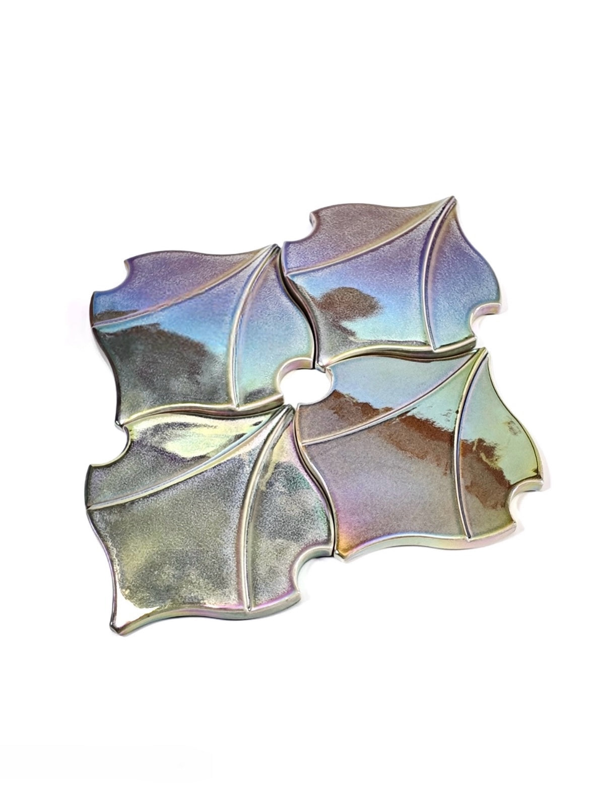 Iridescent Fan Relief Ceramic Wall Tile
