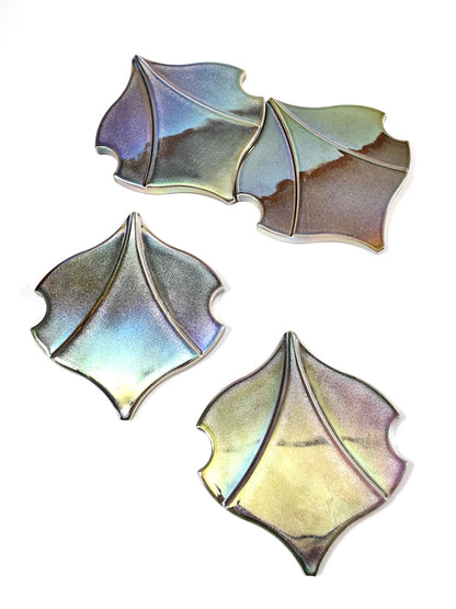 Iridescent Fan Relief Ceramic Wall Tile