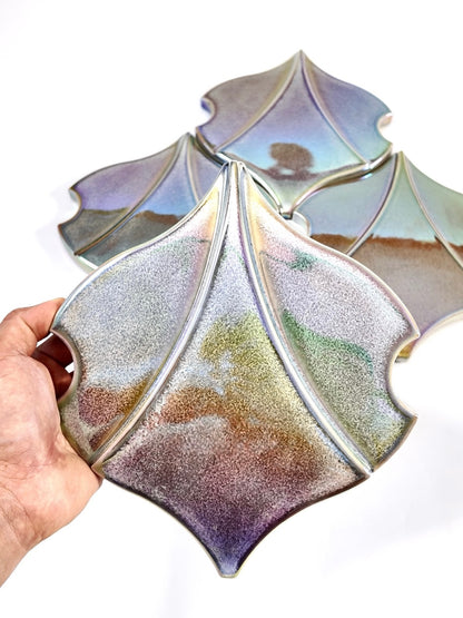 Iridescent Fan Relief Ceramic Wall Tile