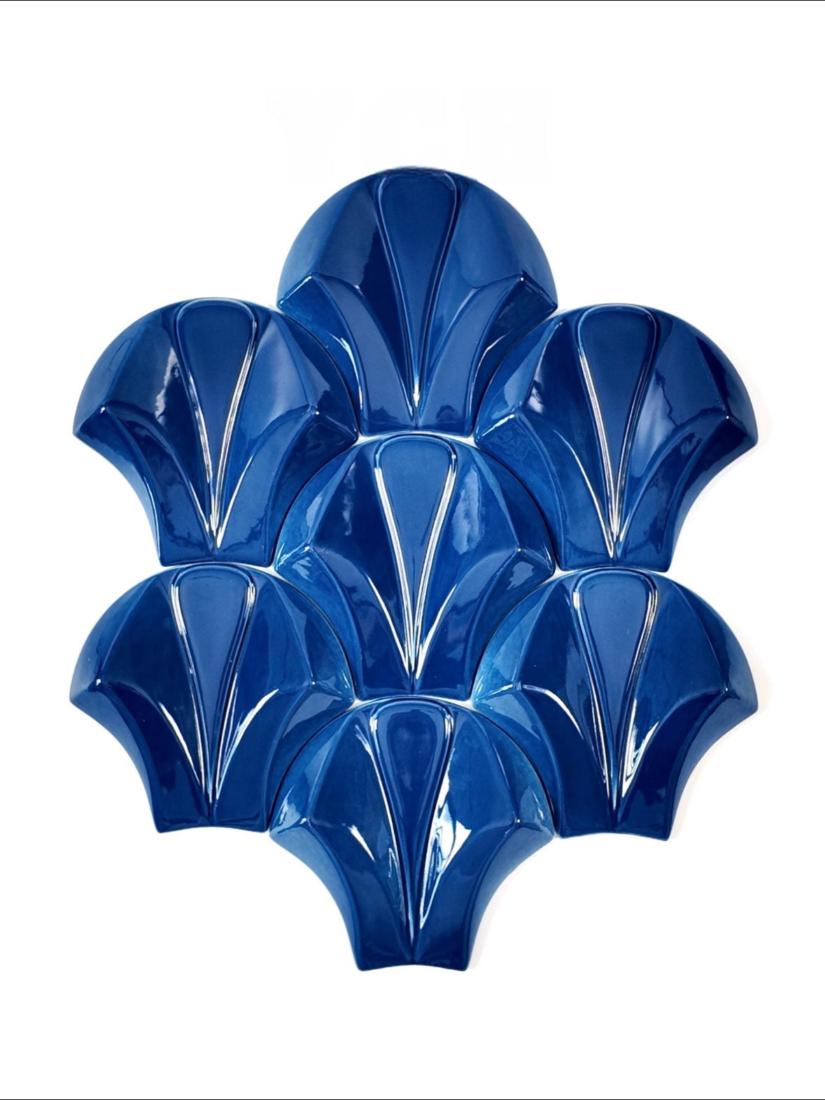 Cobalt Fan Relief Ceramic Wall Tile