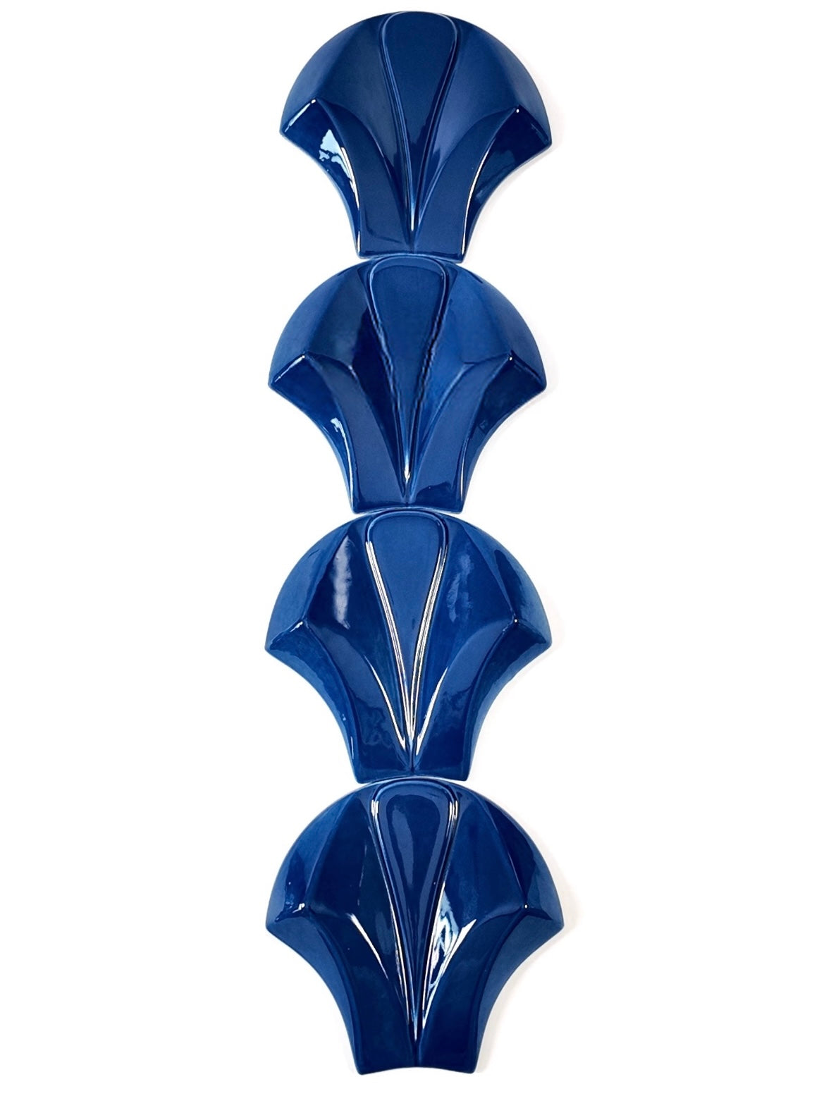 Cobalt Fan Relief Ceramic Wall Tile