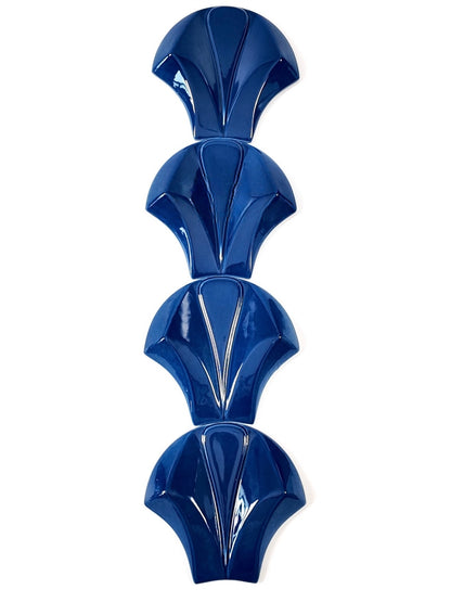 Cobalt Fan Relief Ceramic Wall Tile