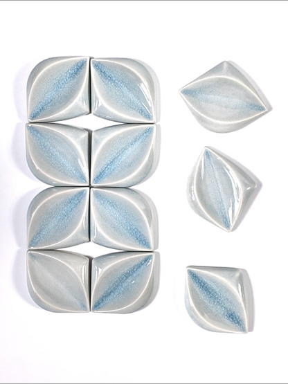 Ice Blue Leaf Handmade Ceramic Tile