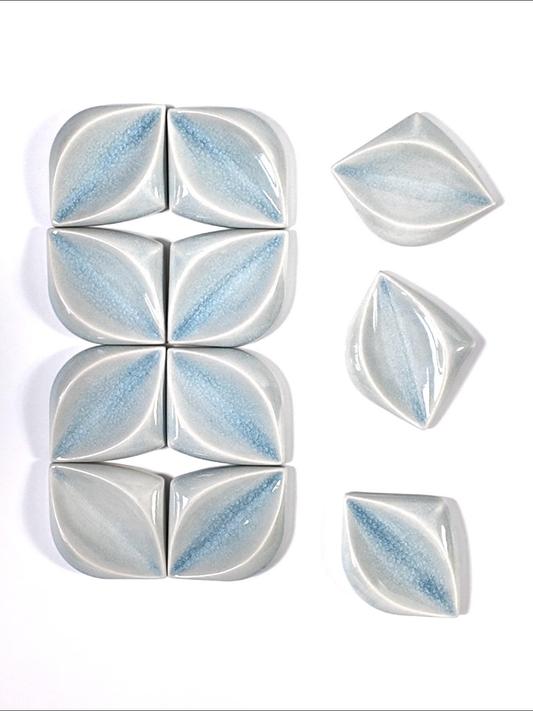 Ice Blue Leaf Handmade Ceramic Tile