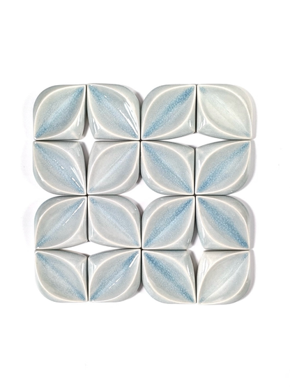 Ice Blue Leaf Handmade Ceramic Tile