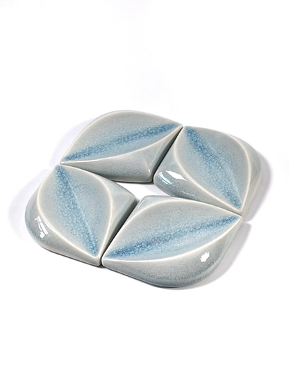 Ice Blue Leaf Handmade Ceramic Tile