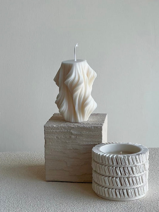 Whispering Waves Sculptural Candle