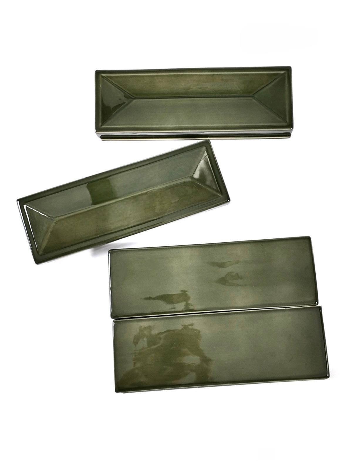 Olive Beveled Ceramic Wall Tile