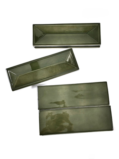 Olive Beveled Ceramic Wall Tile