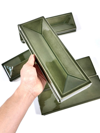 Olive Beveled Ceramic Wall Tile