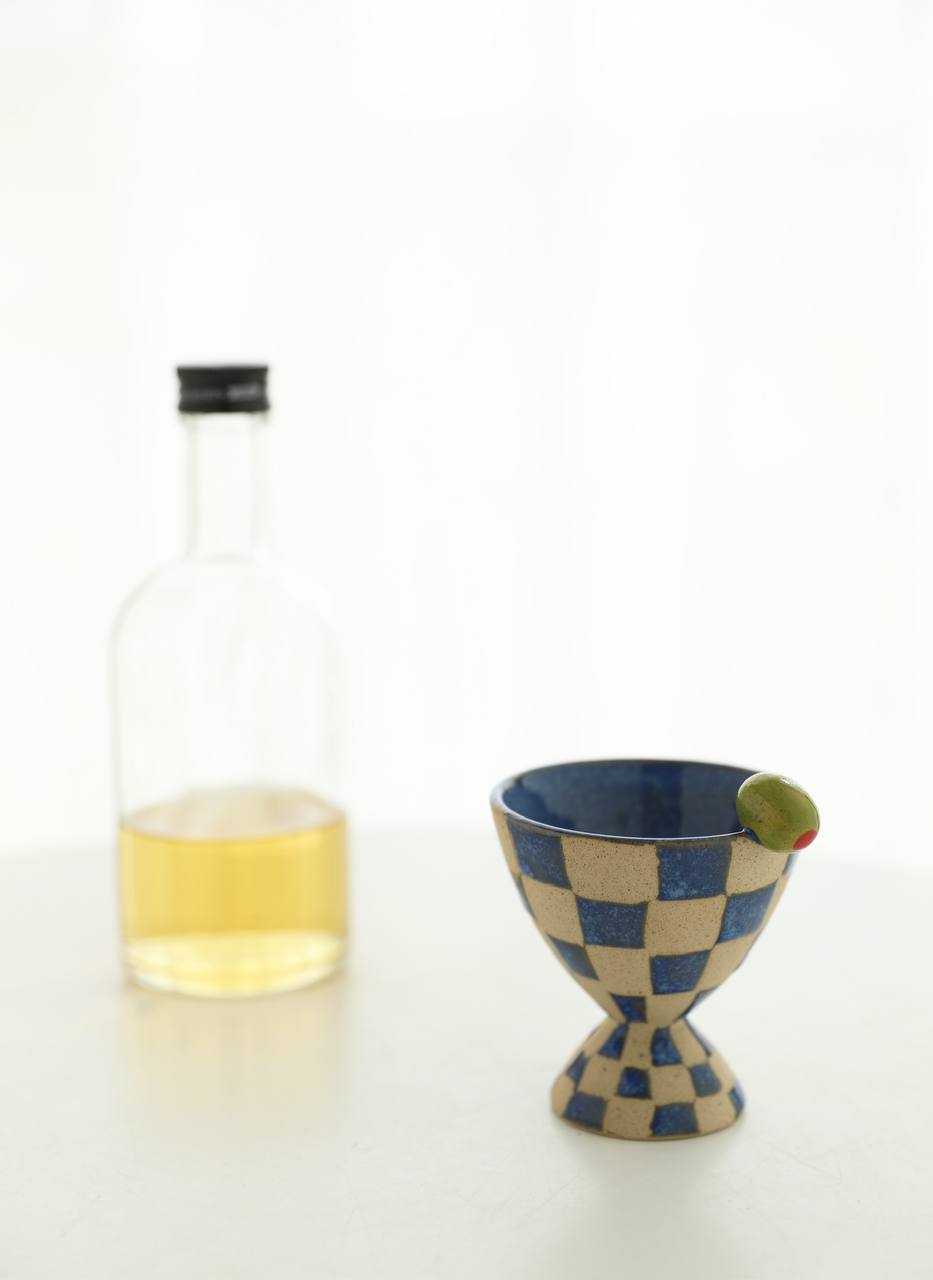 Ceramic Espresso and Dessert Cup checkered