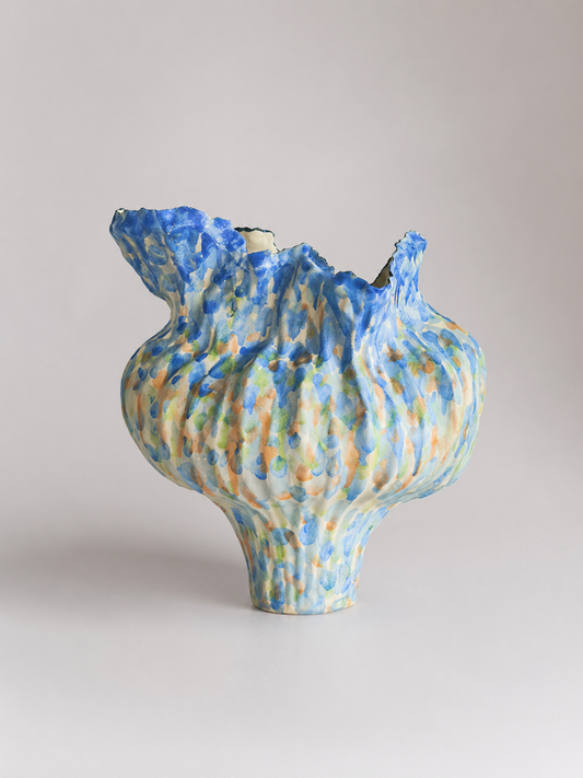 Azure Bloom Sculptural Vase
