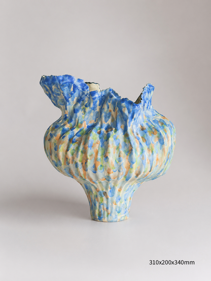 Azure Bloom Sculptural Vase